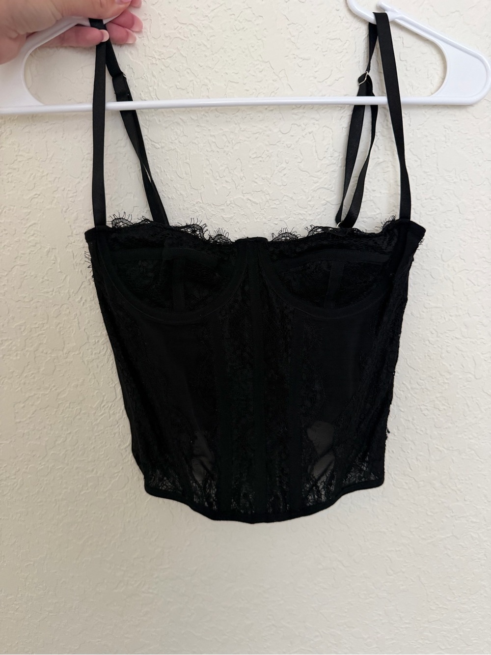 Urban Outfitters Black Lace Bustier Crop Top